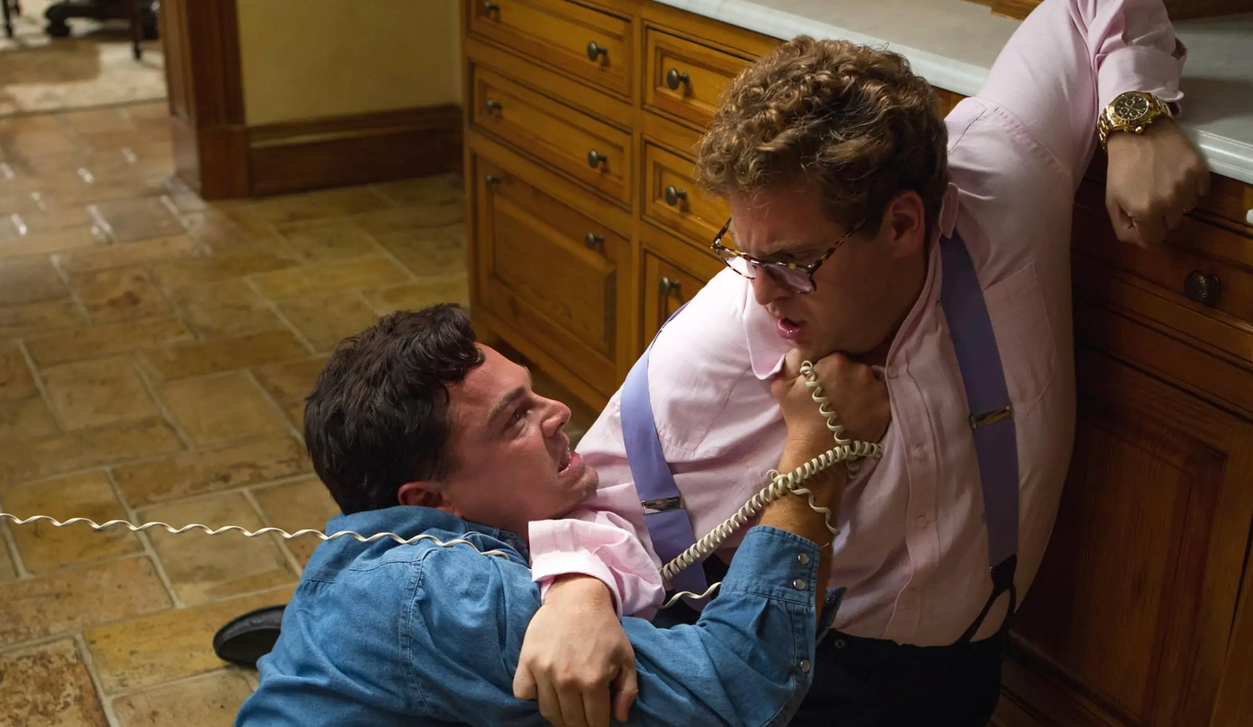 Jonah Hill and Leonardo DiCaprio shovelled a lot of fake cocaine up their noise while filming The Wolf of Wall Street (Paramount Pictures)