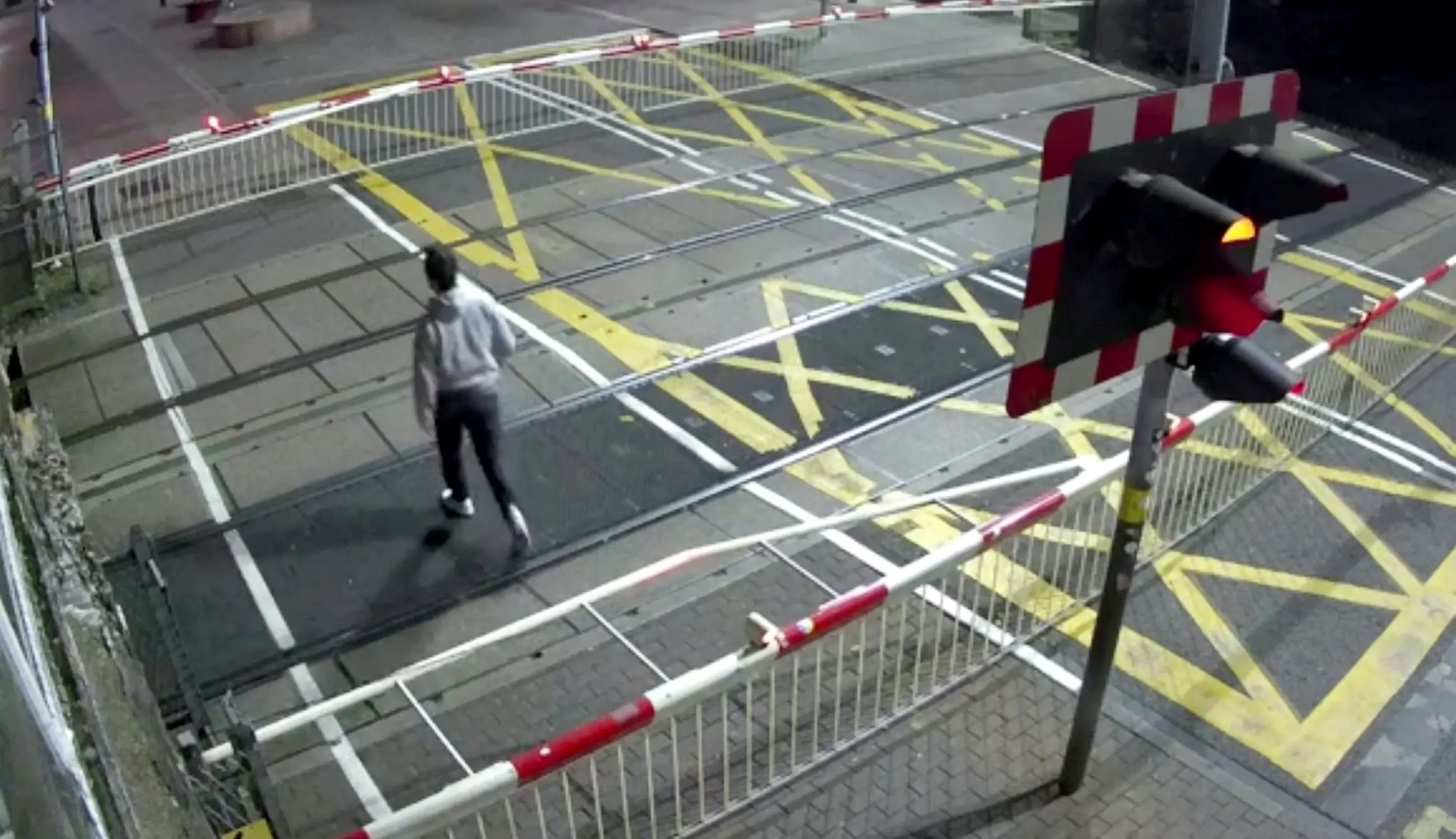 The train missed him by mere seconds.