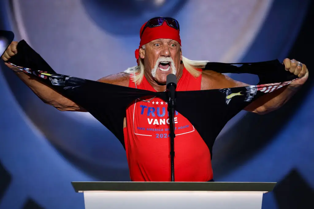 Hogan has been criticised for his political views and offensive remarks in the past (Chip Somodevilla/Getty Images)