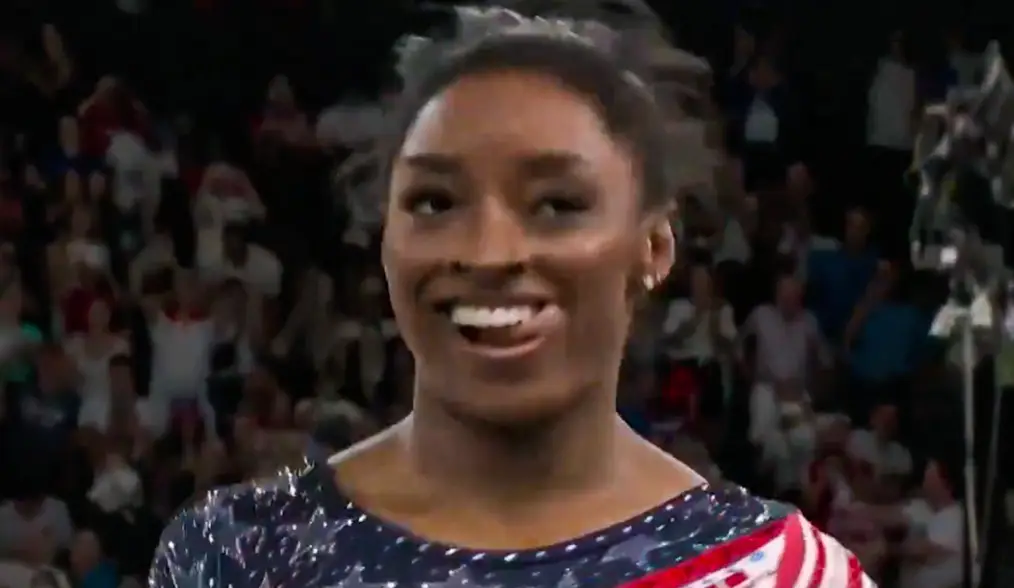 Biles brushed it off and went on. (BBC)