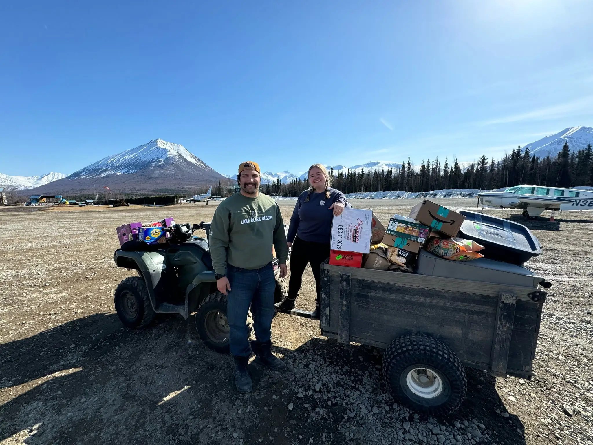 Salina Alsworth and Jared Richardson live in an Alaskan village that is miles away from any supermarket or restaurant (SWNS)