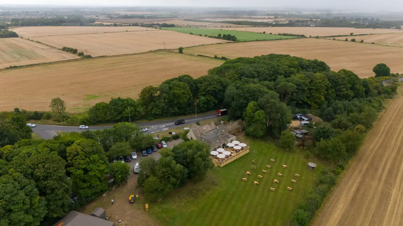 Drone shot of Clarkson's pub (Ben Birchall/PA Wire)