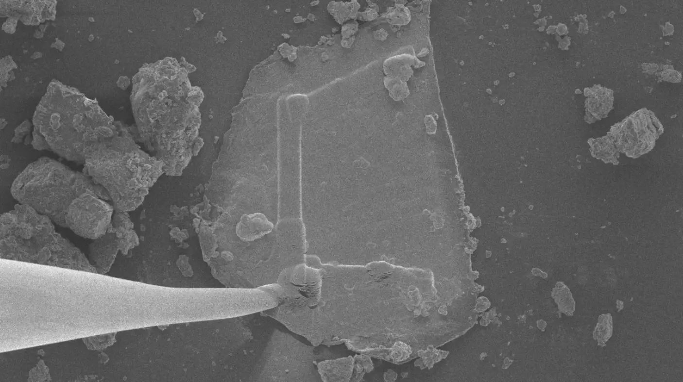 A microscopic fragment of the asteroid Bennu, which contained key building blocks of the early solar system (NASA/University of California, Berkeley)