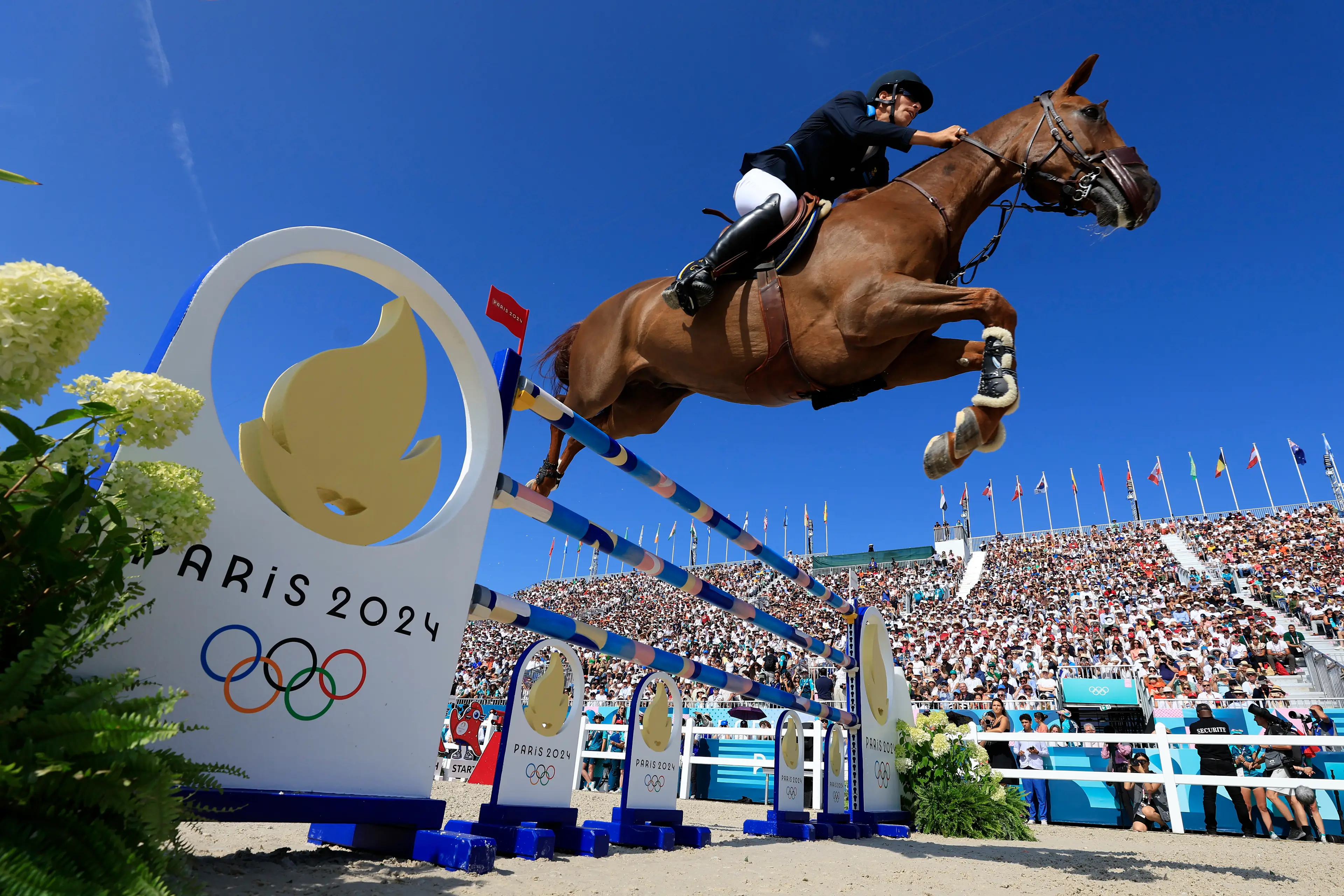 Henrik von Eckermann before crashing out. (Buda Mendes/Getty Images)