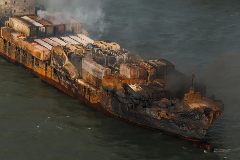 The vessels burst into flames. (Dan Kitwood/Getty Images)