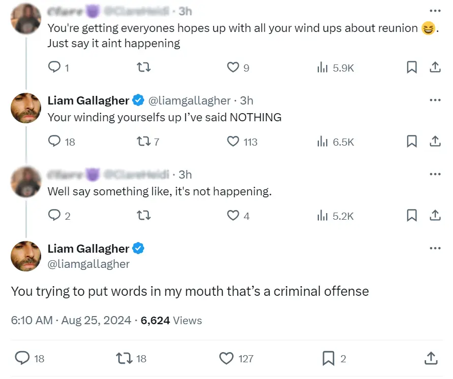 On the other hand he says he's said nothing about the reunion. (Twitter)