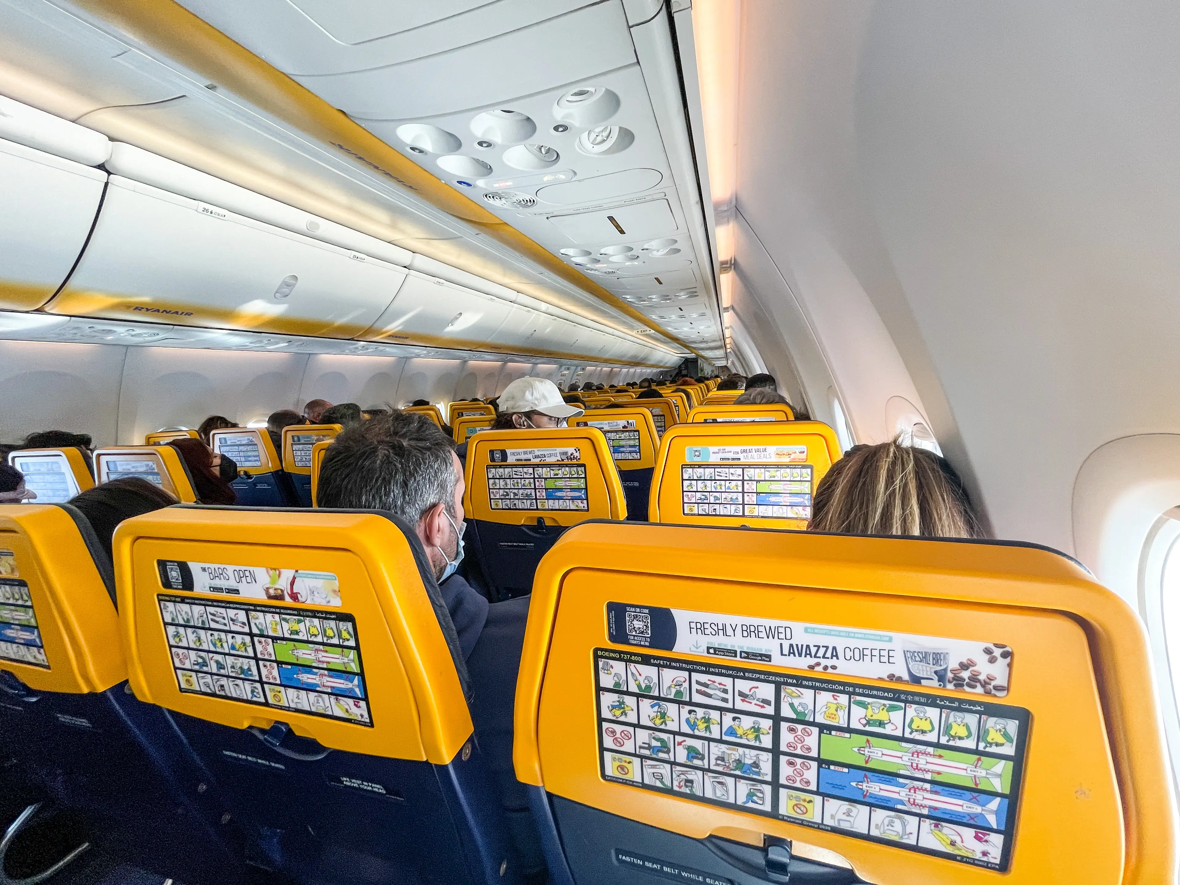 The inside of a Ryanair plane (Manuel Romano/NurPhoto via Getty Images)