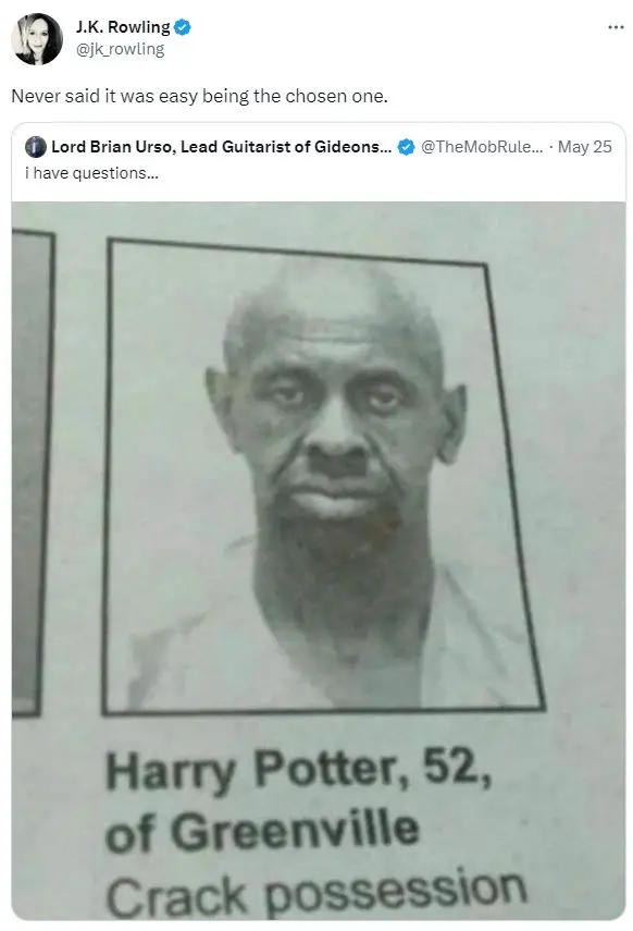JK Rowling joked in response.