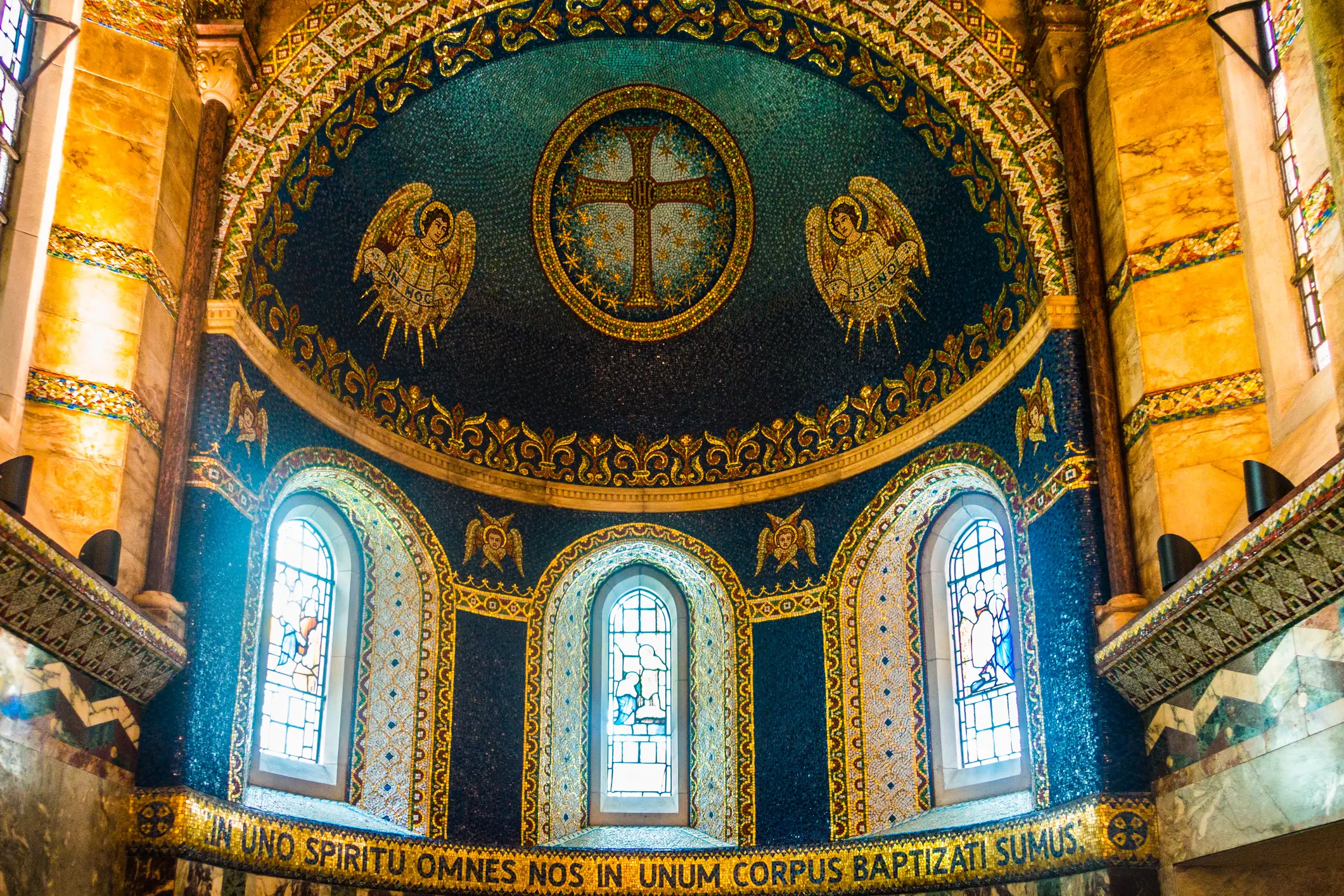The interior of Fitzrovia Chapel, which features Byzantine-inspired architecture (Getty Stock Images)