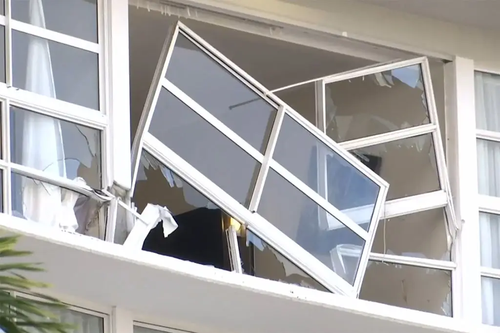 Around 400 people were evacuated from the Doubletree Hilton after the crash. (Australian Broadcasting Corporation (ABC)/AFP via Getty Images)