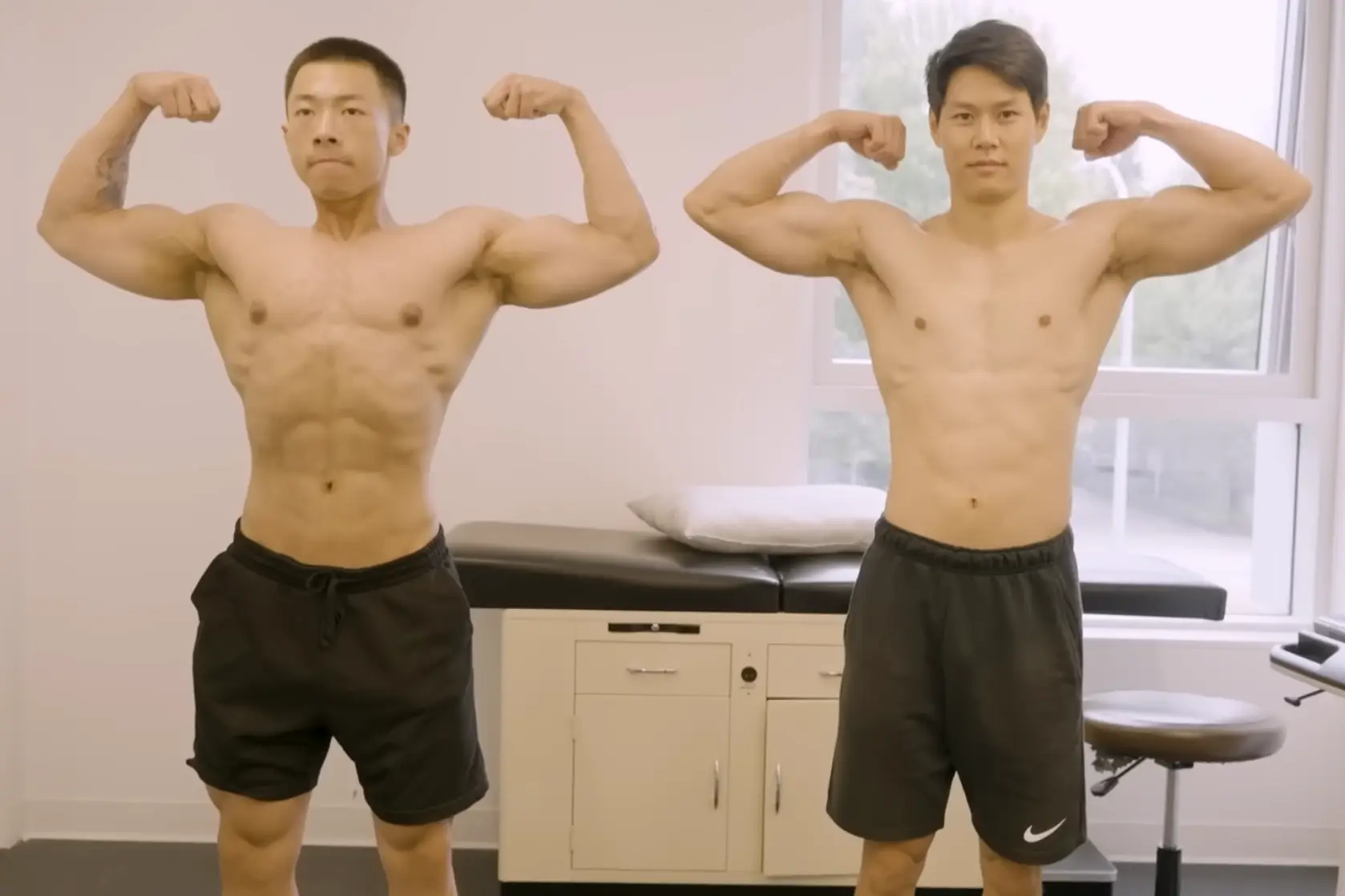 Todd (left) took steroids in addition to his 100 day workouts, while Brandon (right) had started leaner and stayed natural (YouTube/Jeremy Either)