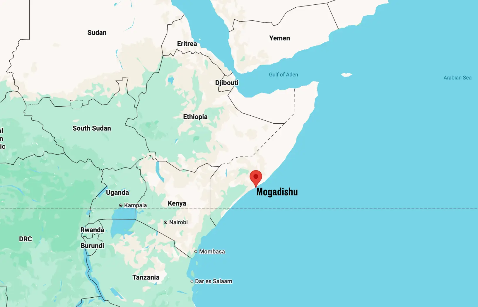 Mogadishu is the capital of Somalia (Google Maps)