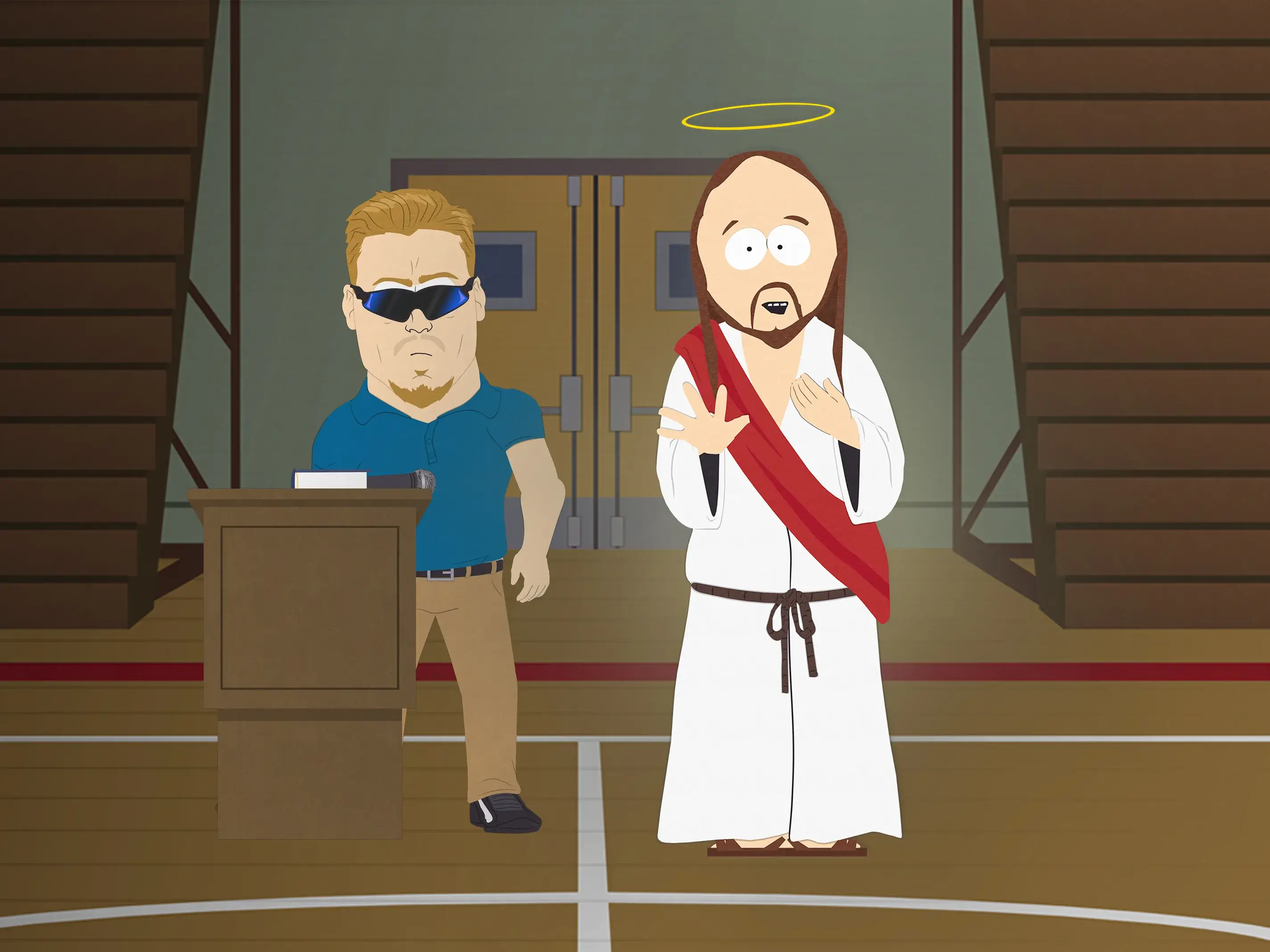 The episode centres on Trump threatening to sue South Park because of Jesus (Paramount+)