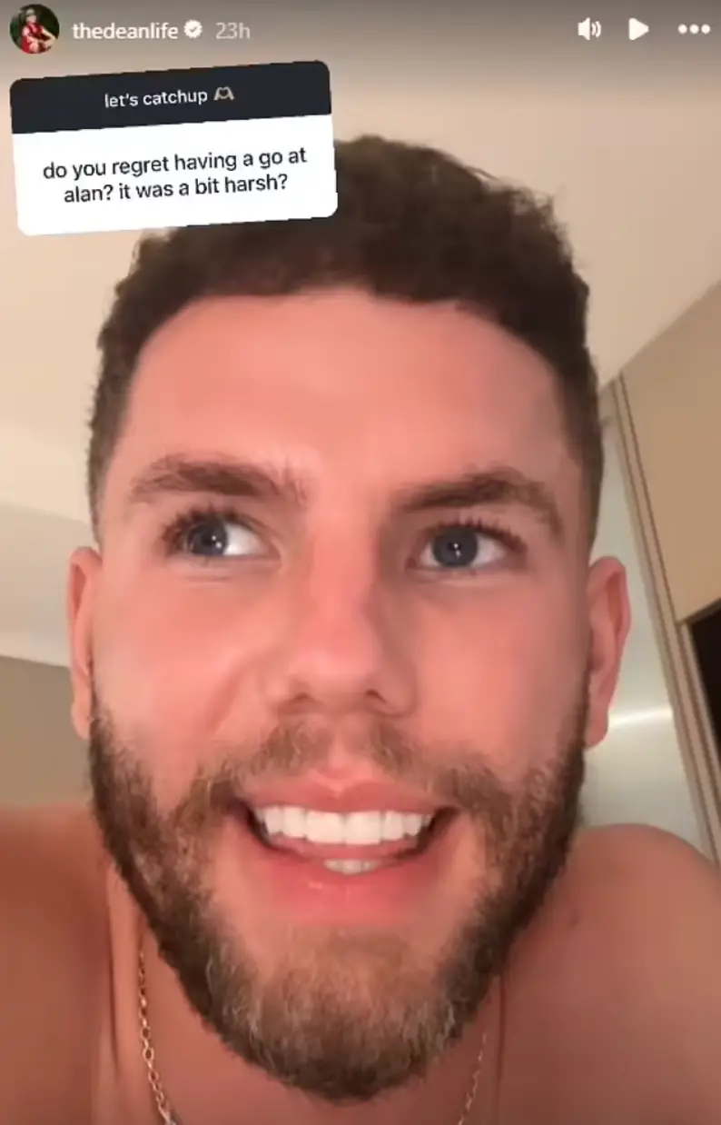 Dean broke his silence on the drama with Alan (Instagram/@thedeanlife)