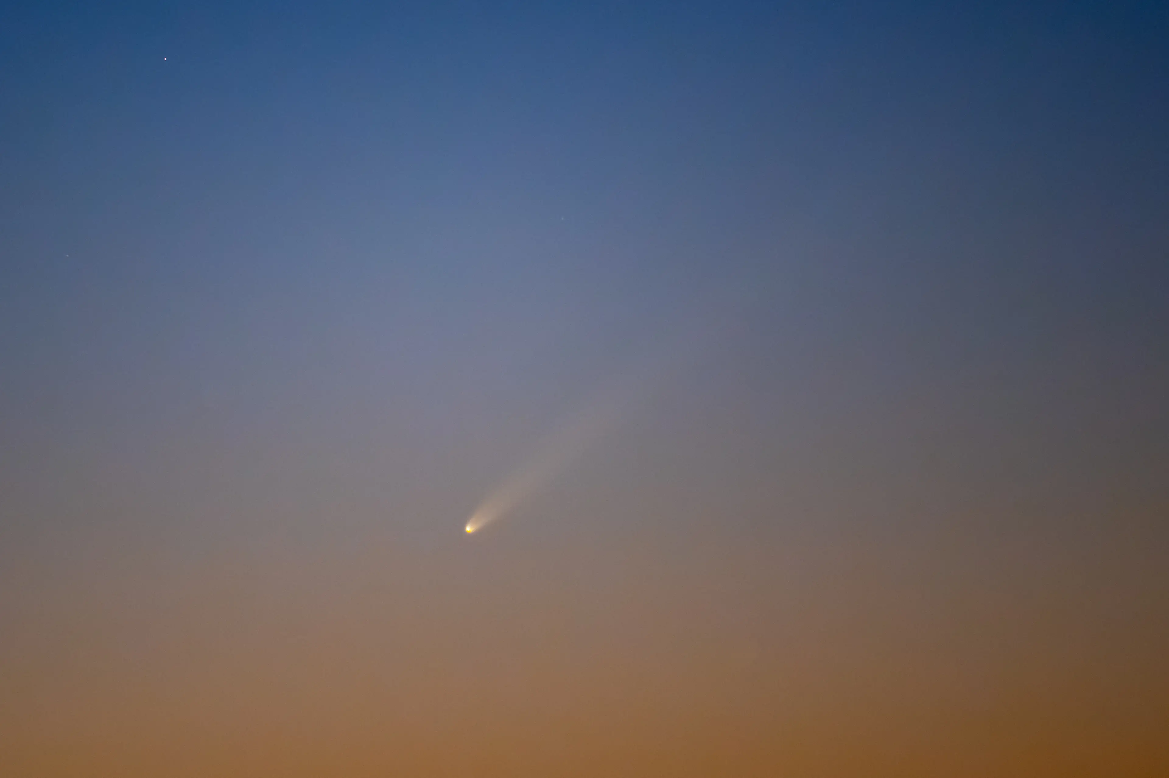 A picture of Comet A3 taken over Spain last month during a period of visibility. (Marcos del Mazo/LightRocket via Getty Images)