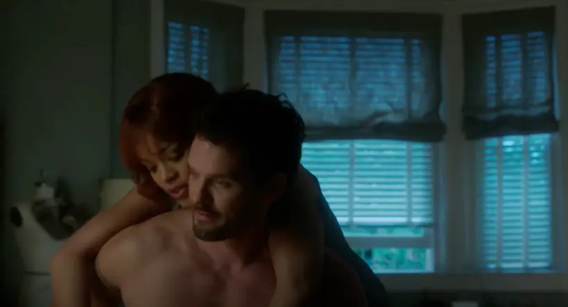 Rihanna was left cringing by the sex scene (A&E)