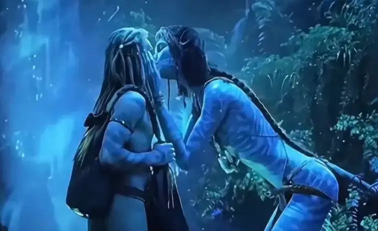 Her teenage character Kiri shares a smooch with Jack Champion's Spider in the flick (20th Century Studios)