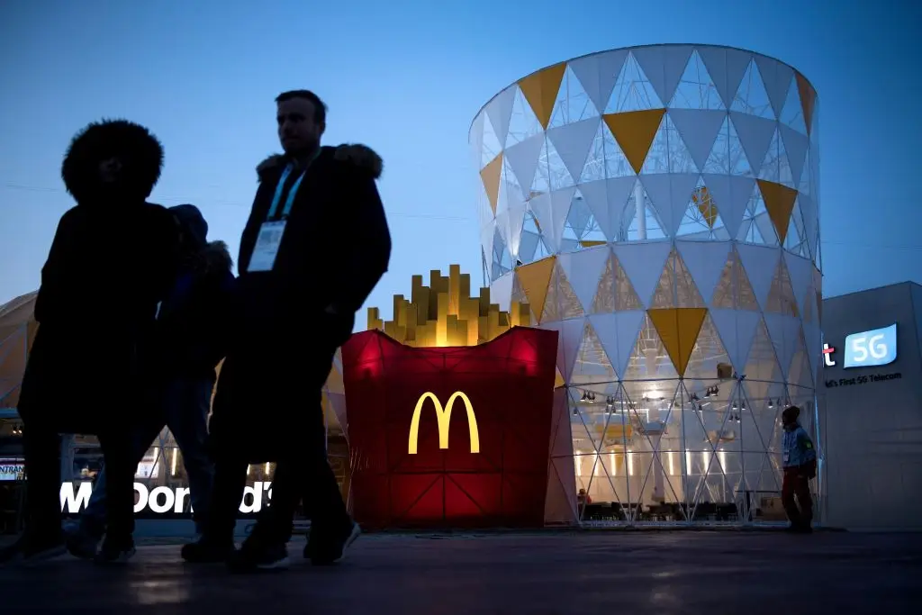 The golden arches had been a huge fixture of previous Olympic games. (BRENDAN SMIALOWSKI/AFP via Getty Images) 