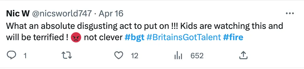 Britain's Got Talent was hit with complaints after Vu's performance.