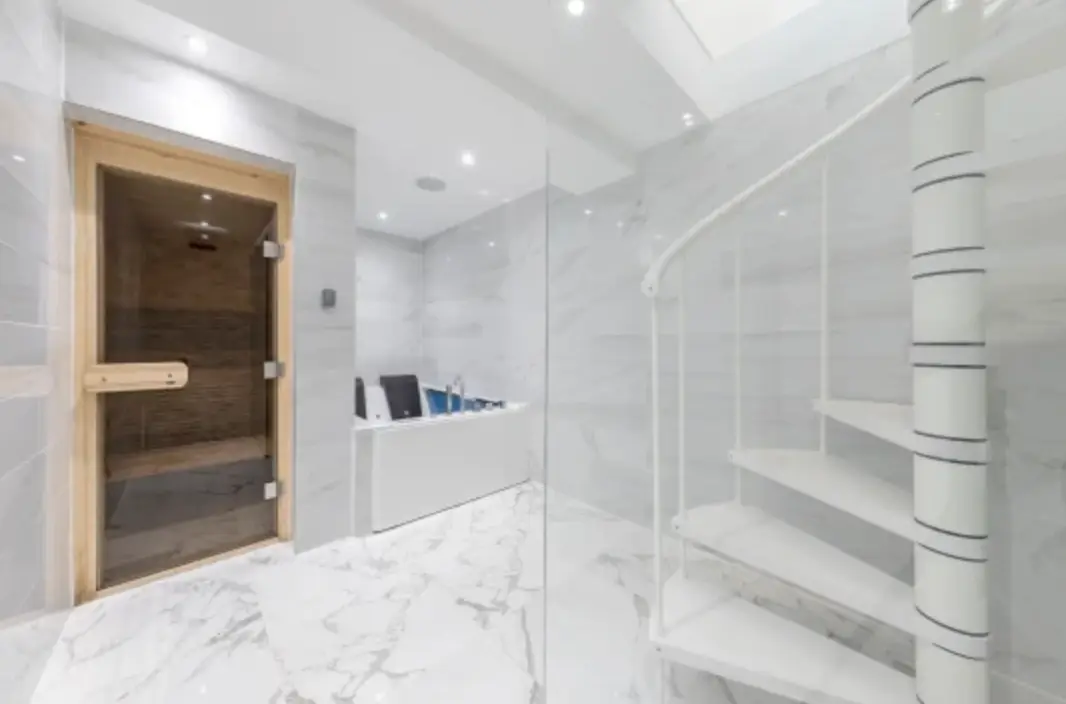 The house boasts its own sauna.