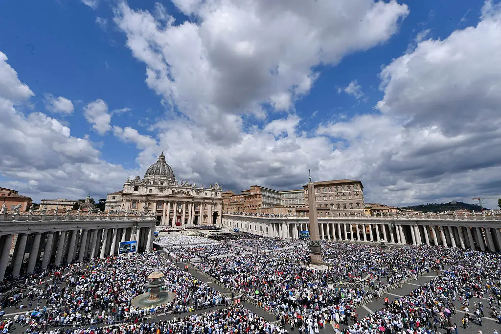 The inauguration was attended by an estimated 200,000 people (Vatican Media via Vatican Pool/Getty Images)