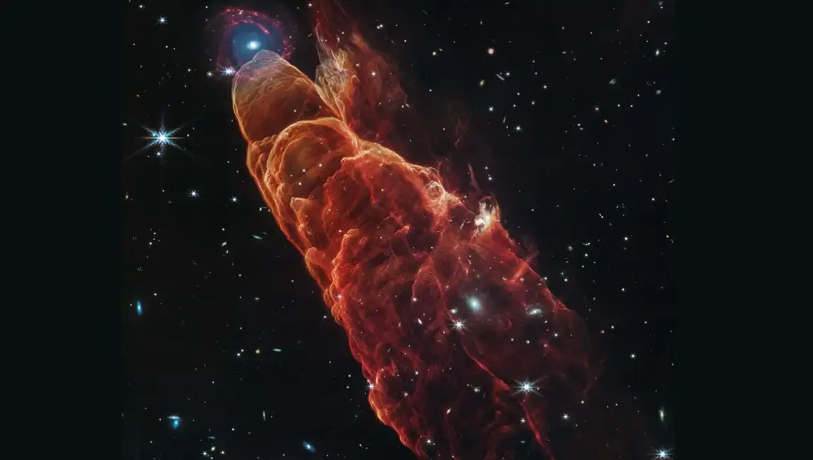 The James Webb telescope's picture of Herbig-Haro 49/50 (NASA/James Webb Telescope)