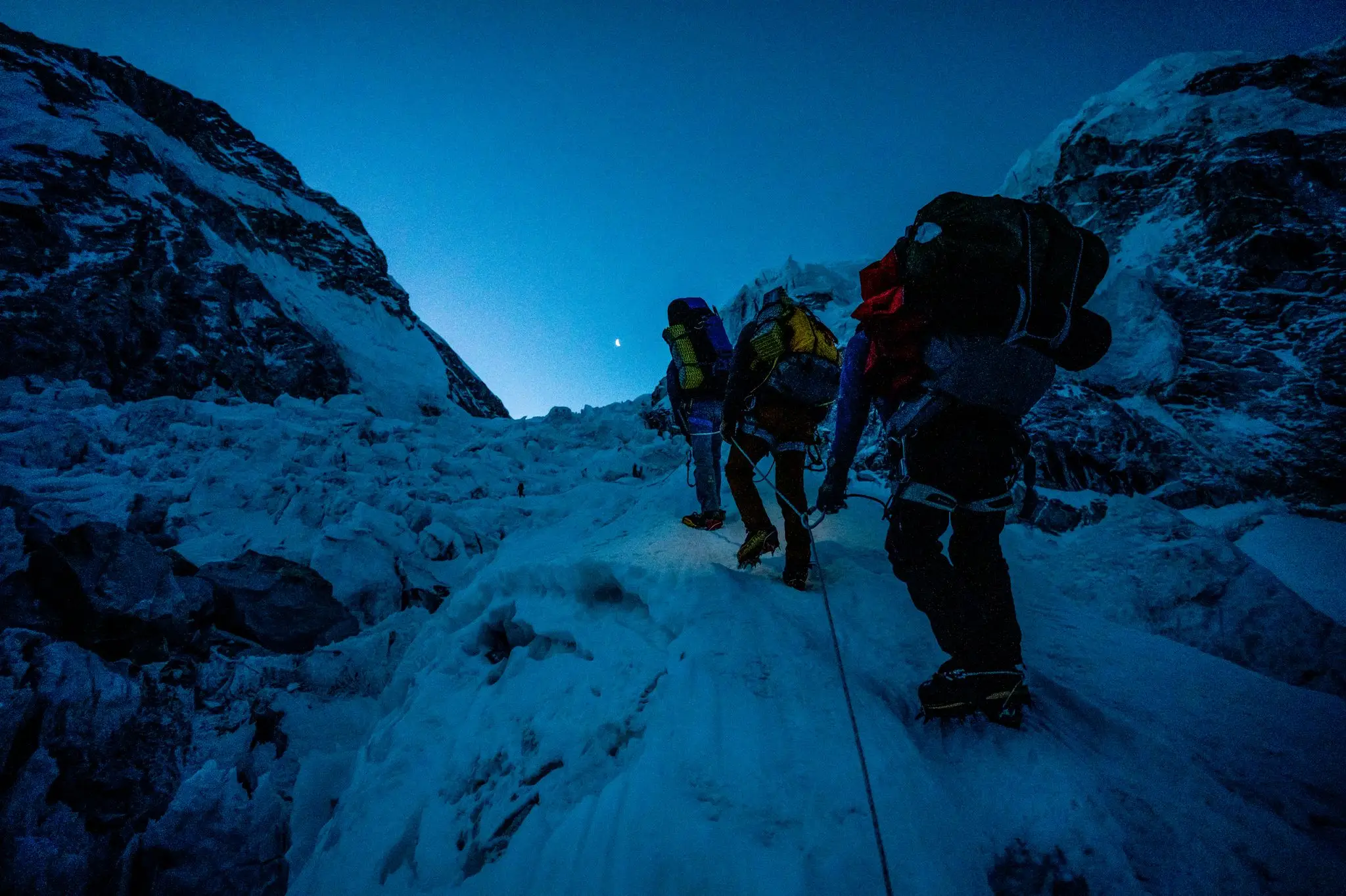 The team make their ascent.