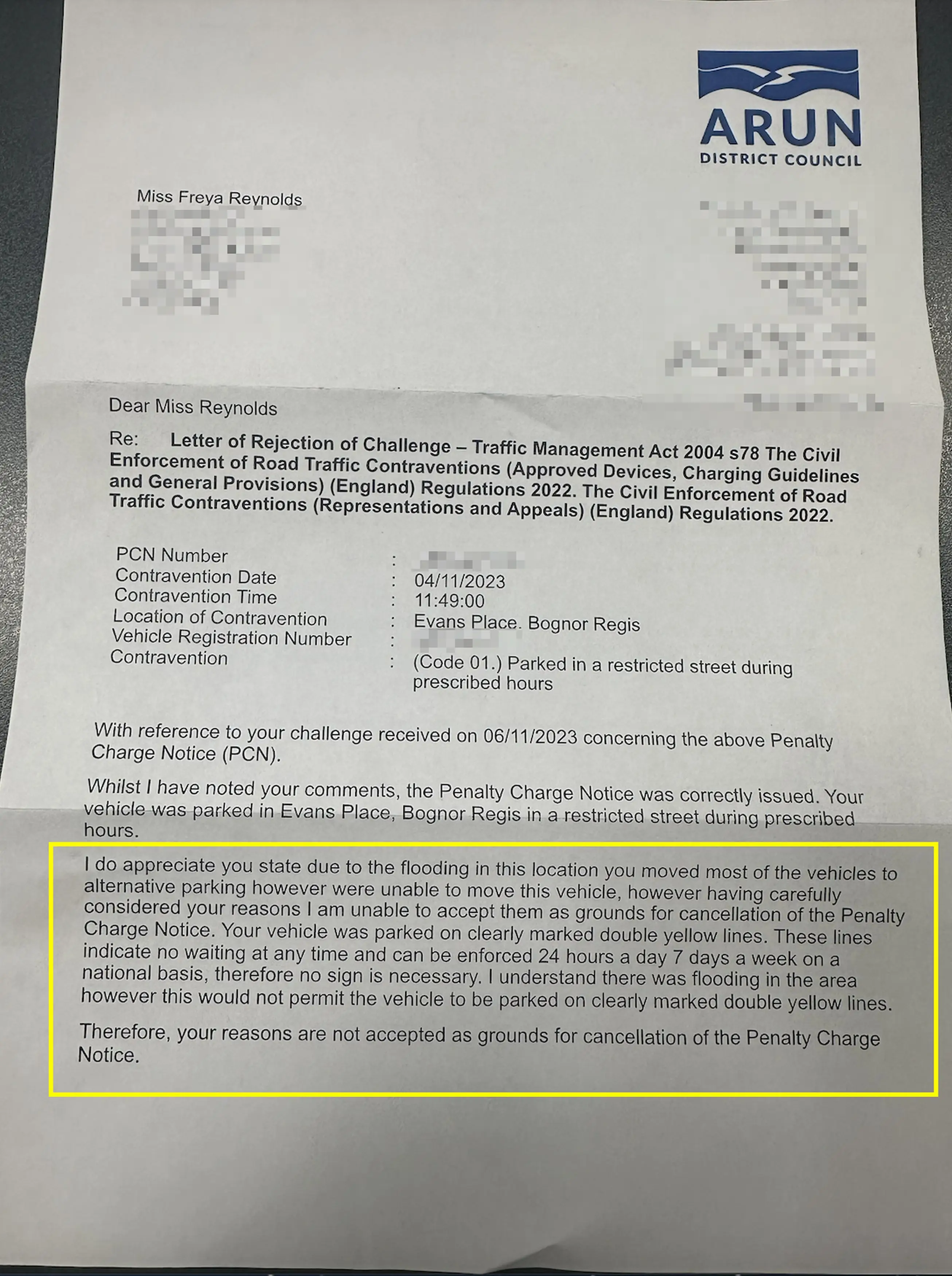 The fine was removed.