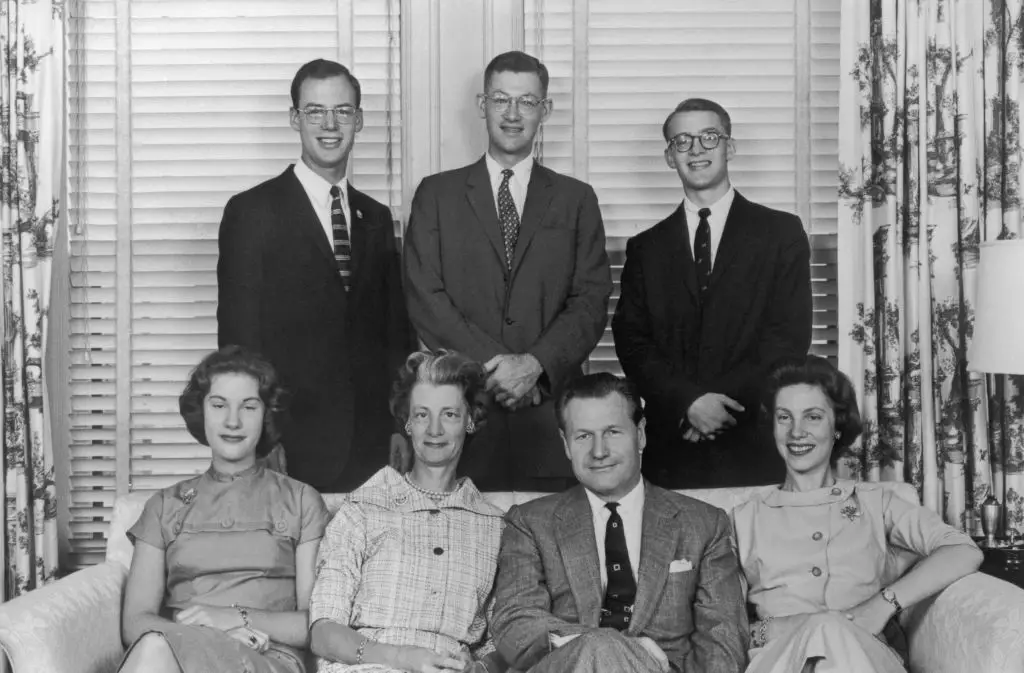 Michael (top right) photographed with his family, which included New York Governor and former Vice-President Nelson Rockefeller Keystone/Hulton Archive/Getty Images)