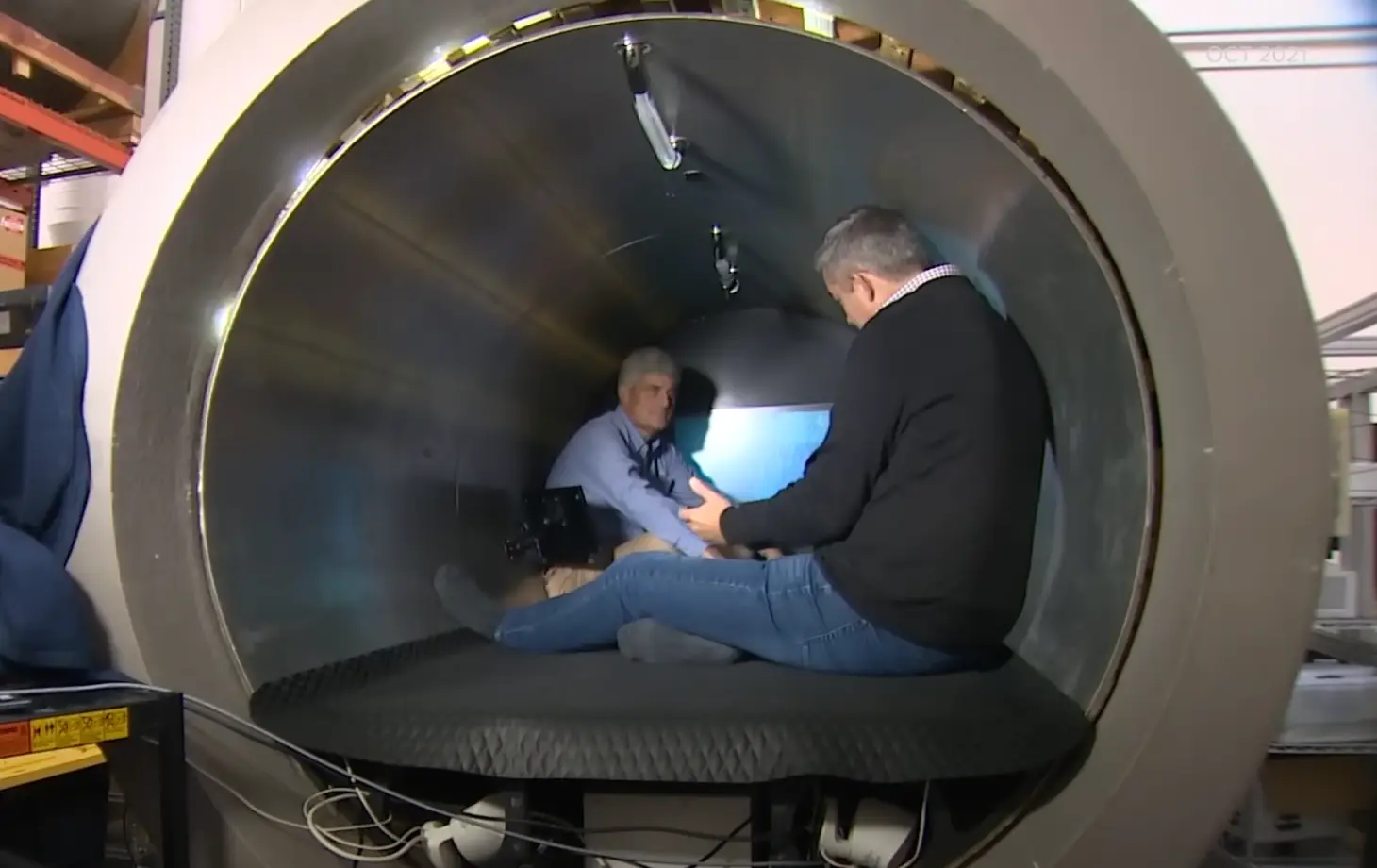 The submersible was tiny on the inside, only just fitting five passengers.