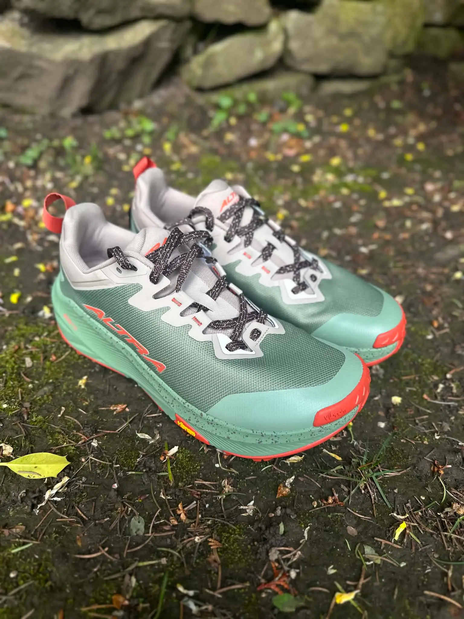 The Wild 3+ trail shoe comes in a clean mint and orange colourway. (