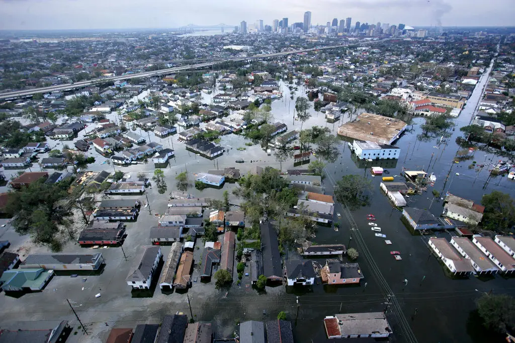 80 percent of New Orleans was submerged in water after the levee failures (POOL/POOL/AFP via Getty Images)