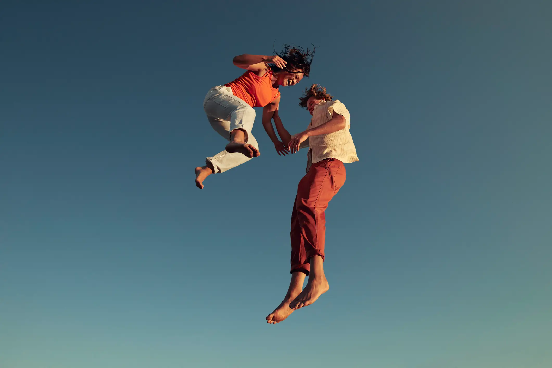 The big thing is to find a partner who is focused on their wellbeing. Everyone knows wellbeing is represented by people jumping together. (Getty Stock Photo)
