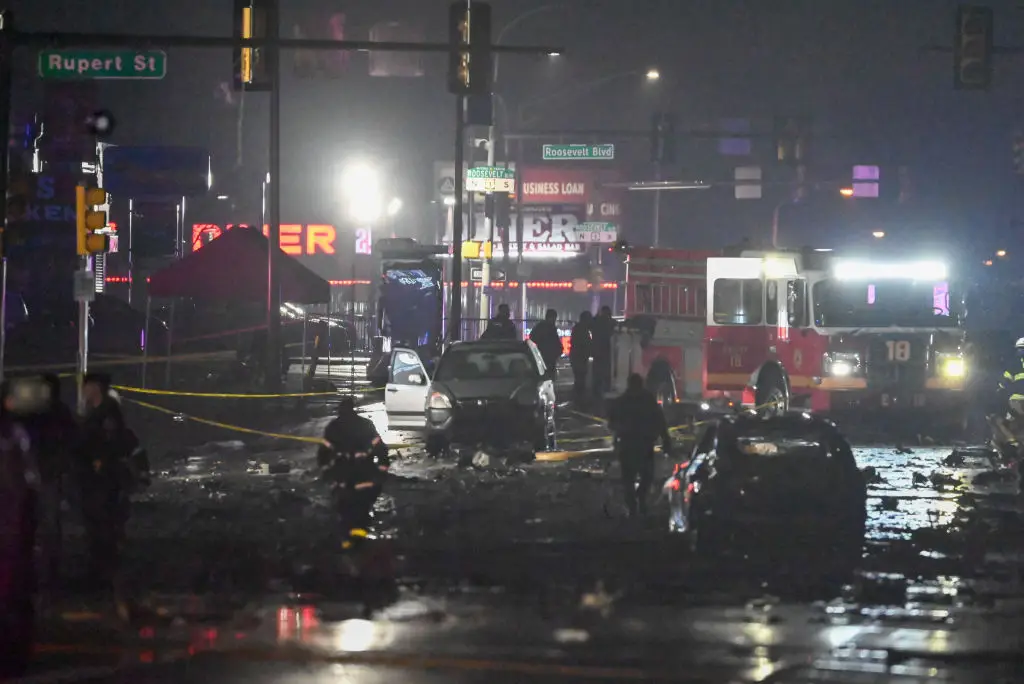 Six people were on board the air ambulance, and a nearby hospital has also treated six people who were on the ground. (Kyle Mazza/Anadolu via Getty Images)