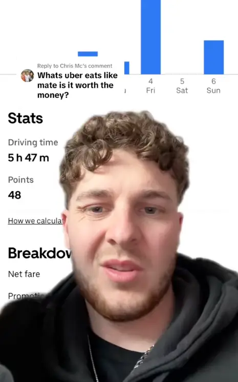 Content creator Jamie Billingsley has shared his experience working as an Uber Eats driver (TikTok/@jamiebillingsley)