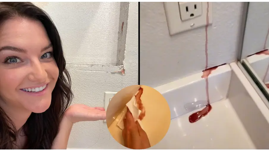 Woman finally realises why her bathroom walls were bleeding