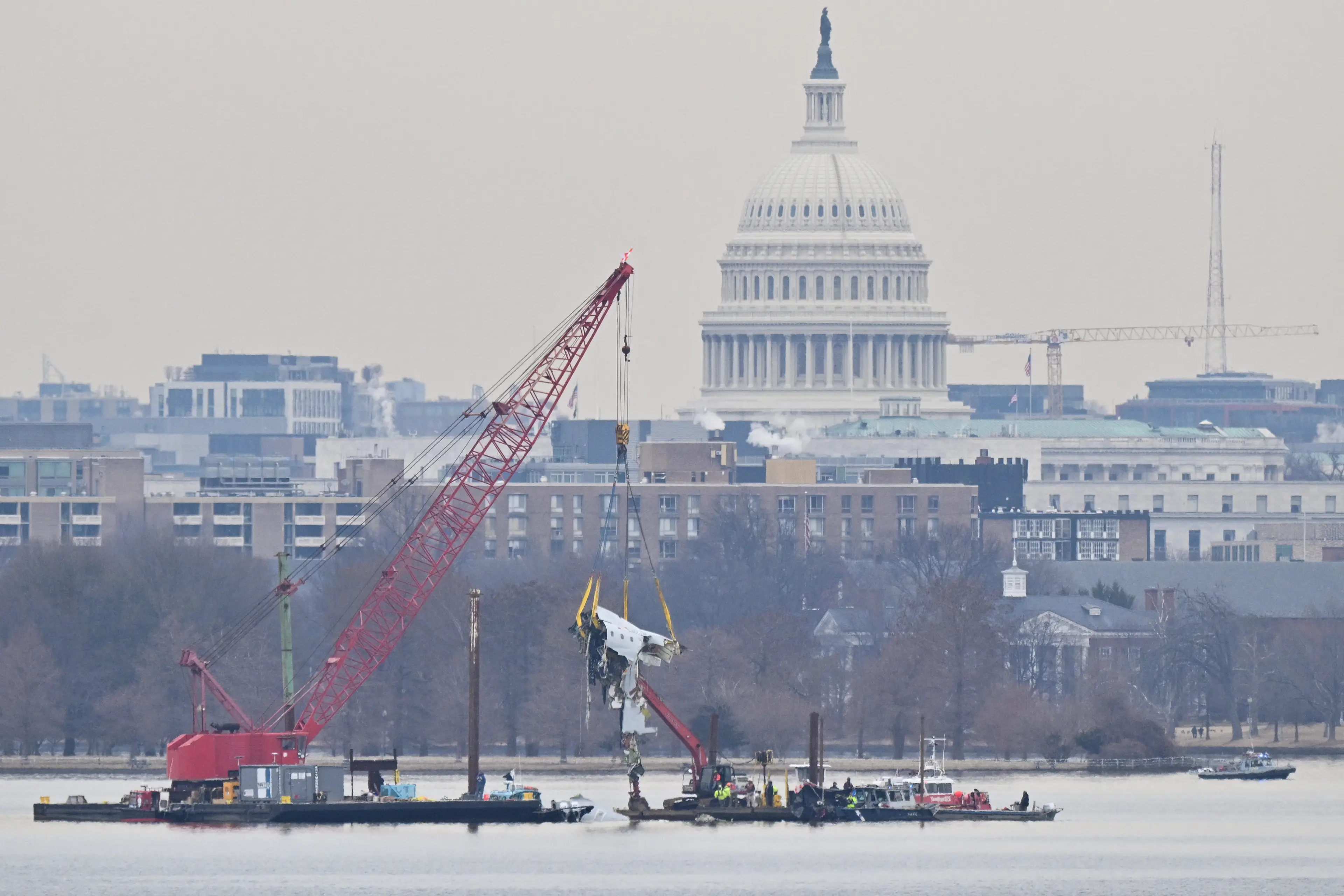 The wreckage was uncovered from the Potomac River in Washington D.C (ROBERTO SCHMIDT/AFP via Getty Images)