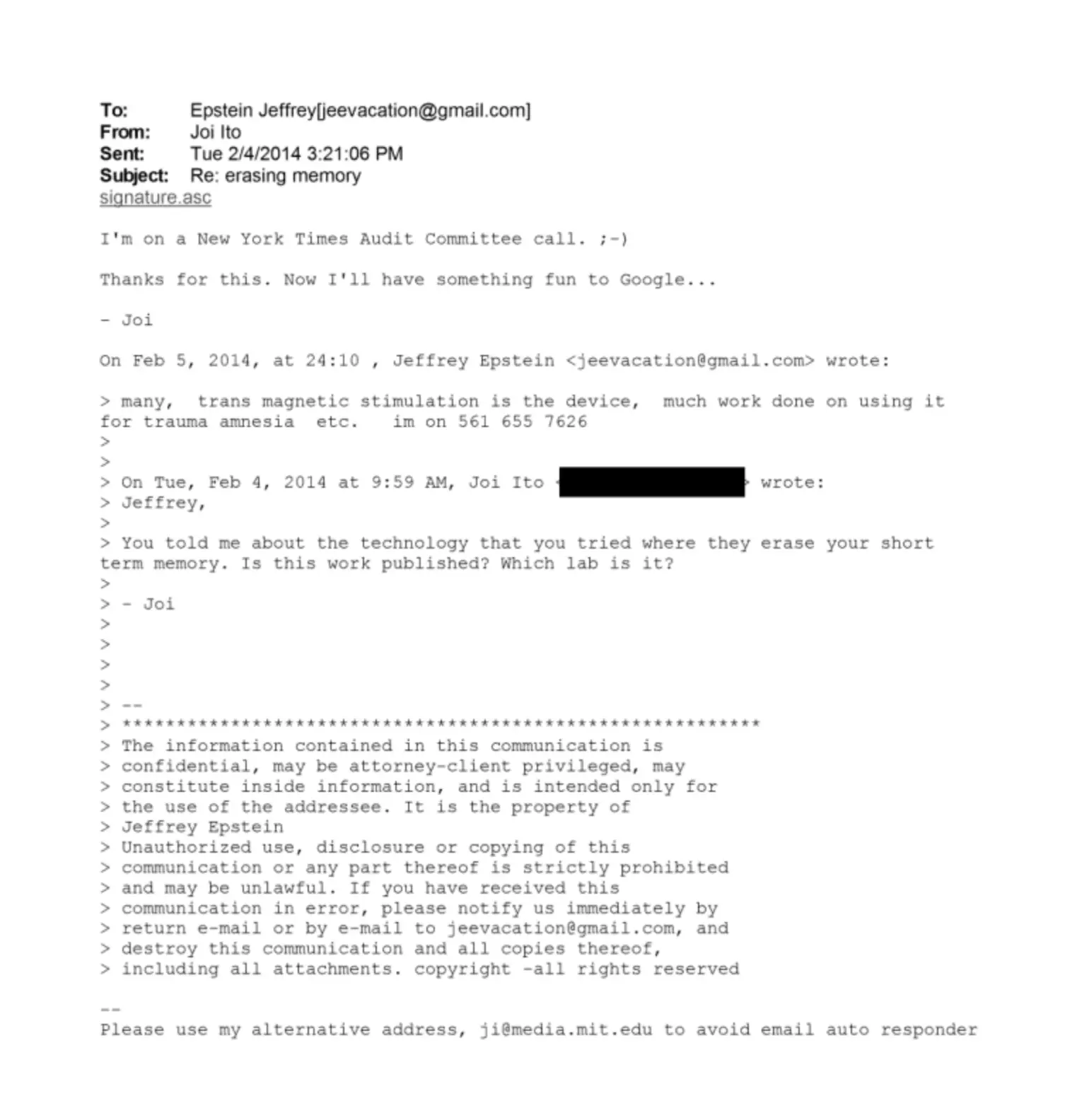 The emails between Epstein and Ito (Department of Justice)