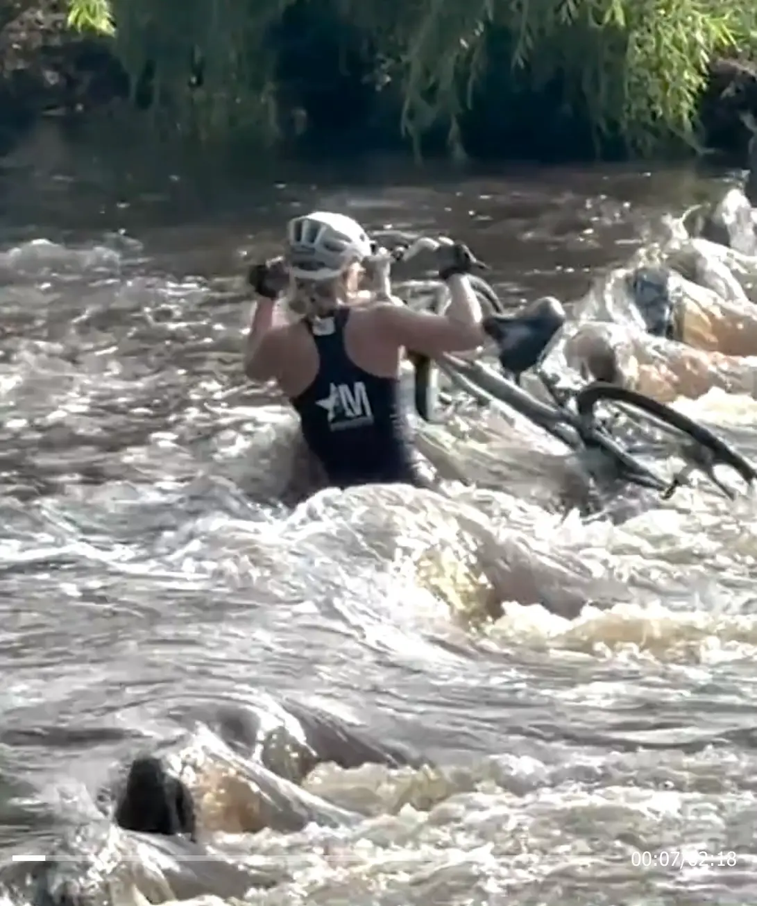 The woman fell into the water before being dragged under the surface (ABC7 Chicago)