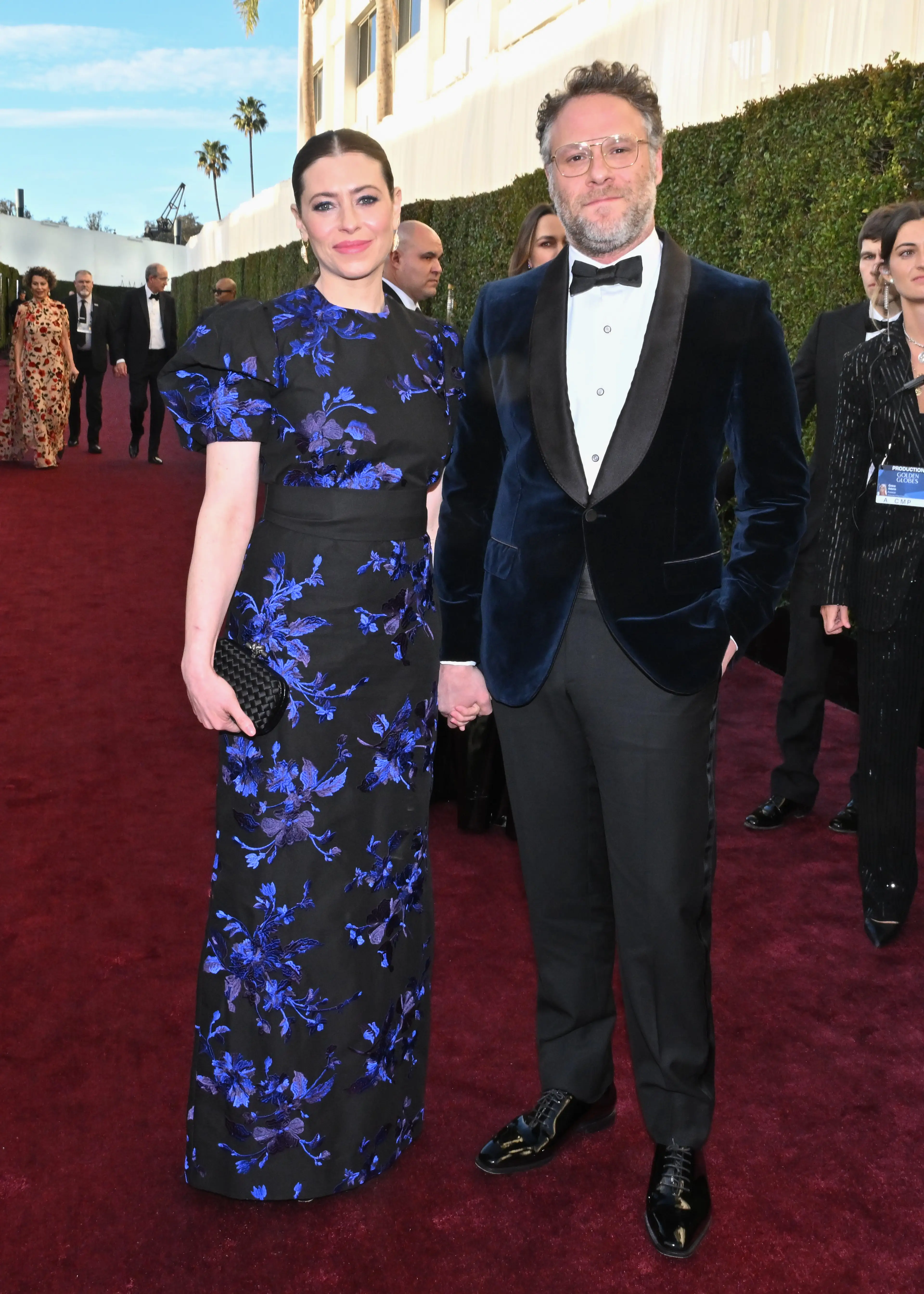 Lauren Miller and Seth Rogen (Earl Gibson III/GG2025/Penske Media via Getty Images)