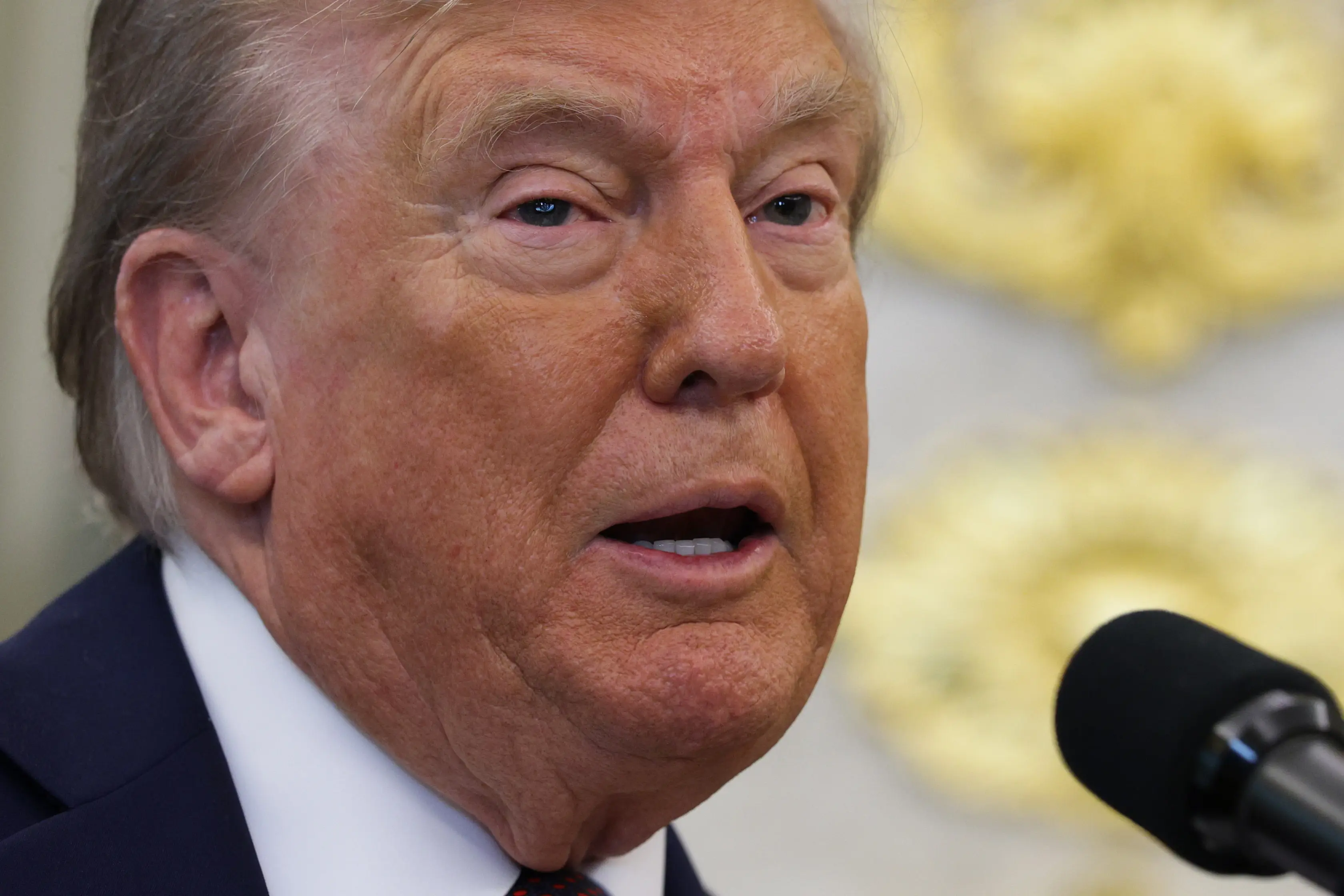 Trump's look to the side was 'almost imperceptible', but the body language expert says it shows he's feeling 'vulnerable' over the rumours (Alex Wong/Getty Images)