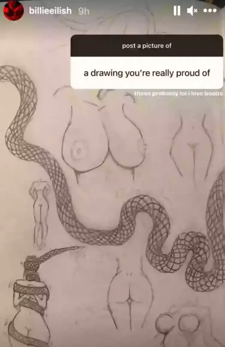 The singer's sketches apparently rubbed 100,000 people up the wrong way (Instagram/@billieeilish)