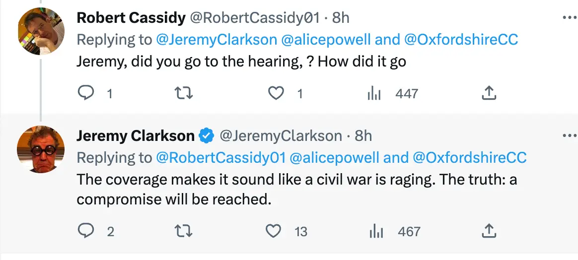 Clarkson has assured he will find a 'compromise' with the council.