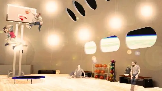 In the Voyager Station there's a gym with 1/6th of Earth's gravity environment.