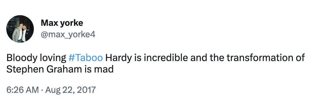 Graham stunned fans with his performance in Taboo.