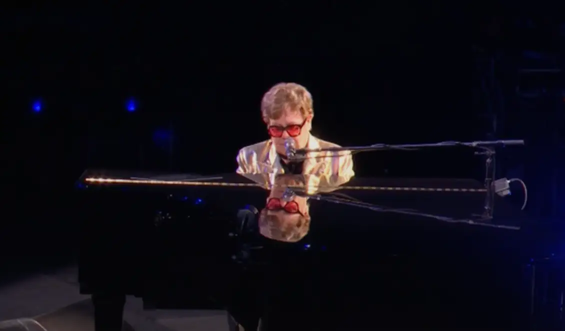 Elton John performed to thousands of people at Glastonbury.