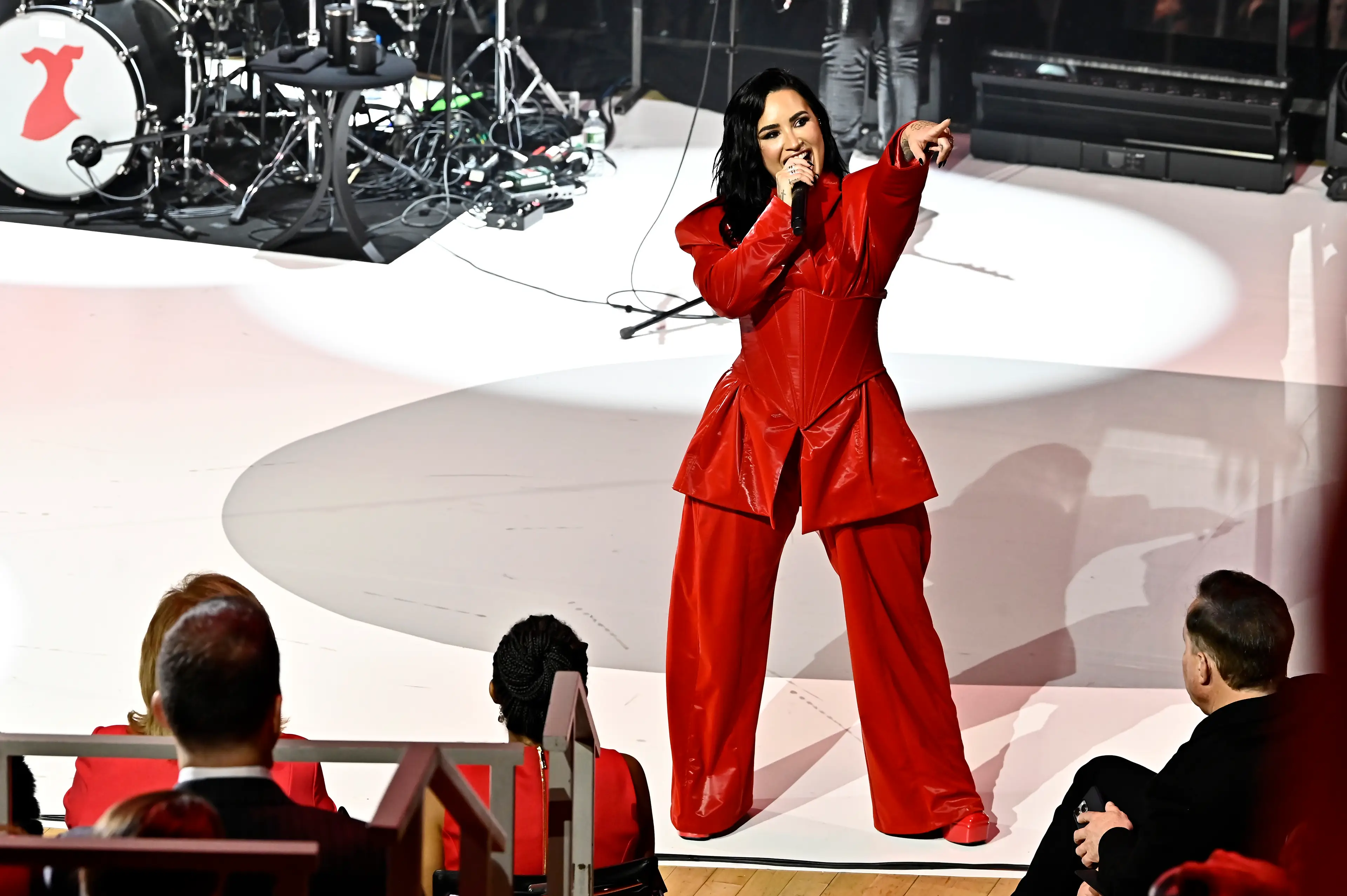 Lovato famously performed at the 2024 event. (Astrid Stawiarz/Getty Images for The American Heart Association's Go Red for Women Red Dress Collection Concert)