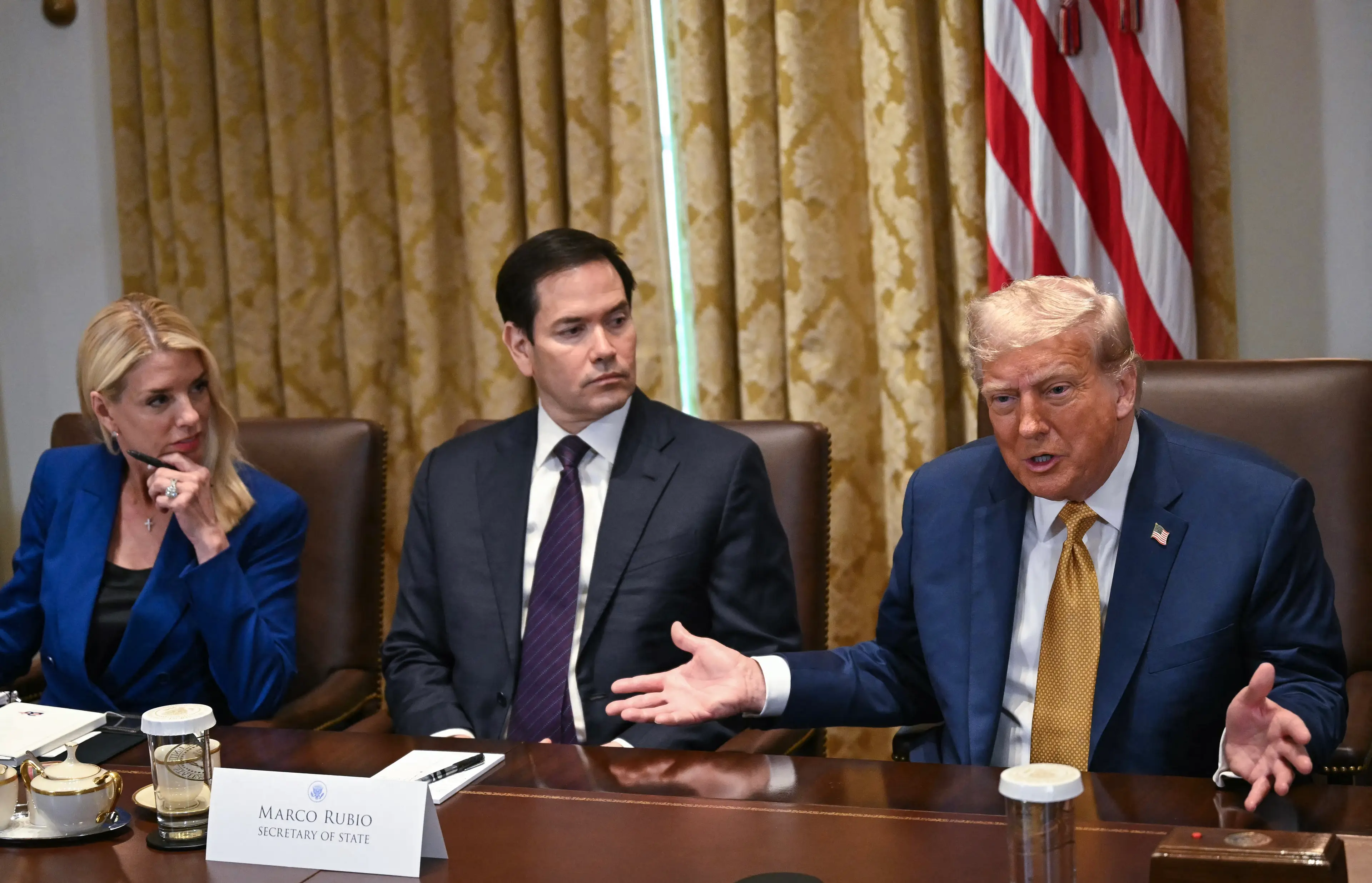 Trump made it clear he didn't want to discuss the topic (ANDREW CABALLERO-REYNOLDS/AFP via Getty Images)