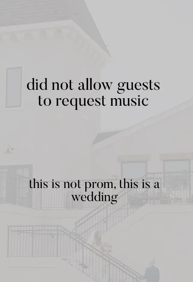 Her extensive list of rules included no shots, no music requests, refusing entry to latecomers and no physical gifts.