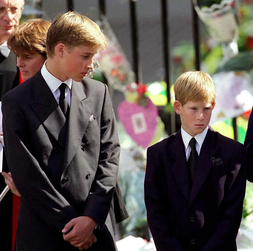 William was 15 at the time of his mother's funeral and Harry was 12 (Getty)